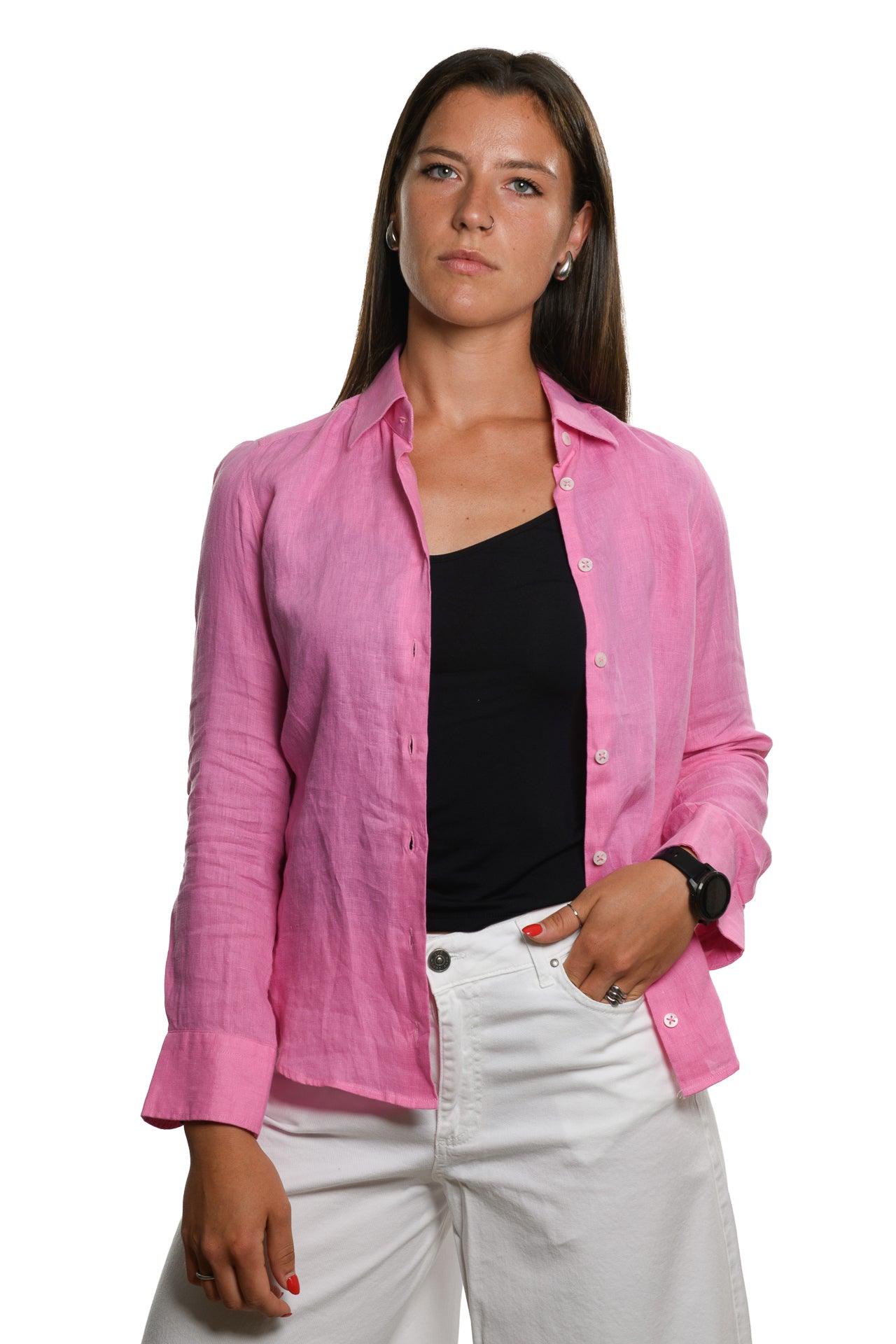Camicia Puro Lino Fucsia Donna