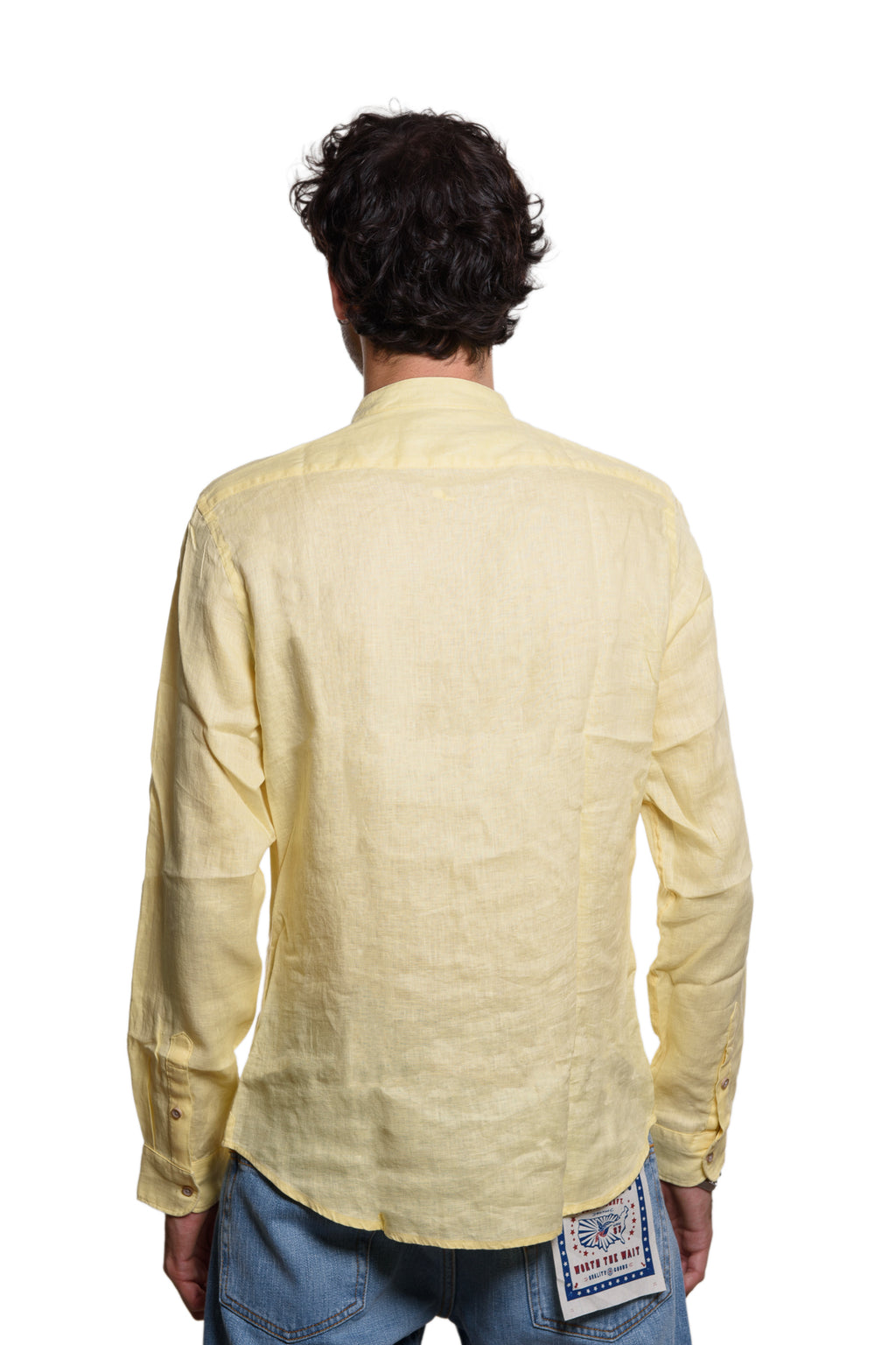 Camicia Coreana 100% Lino Gialla