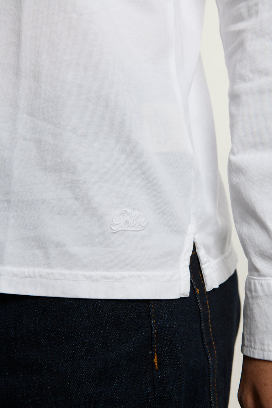 Polo Long Sleeve Bianca 100% Cotone Jersey