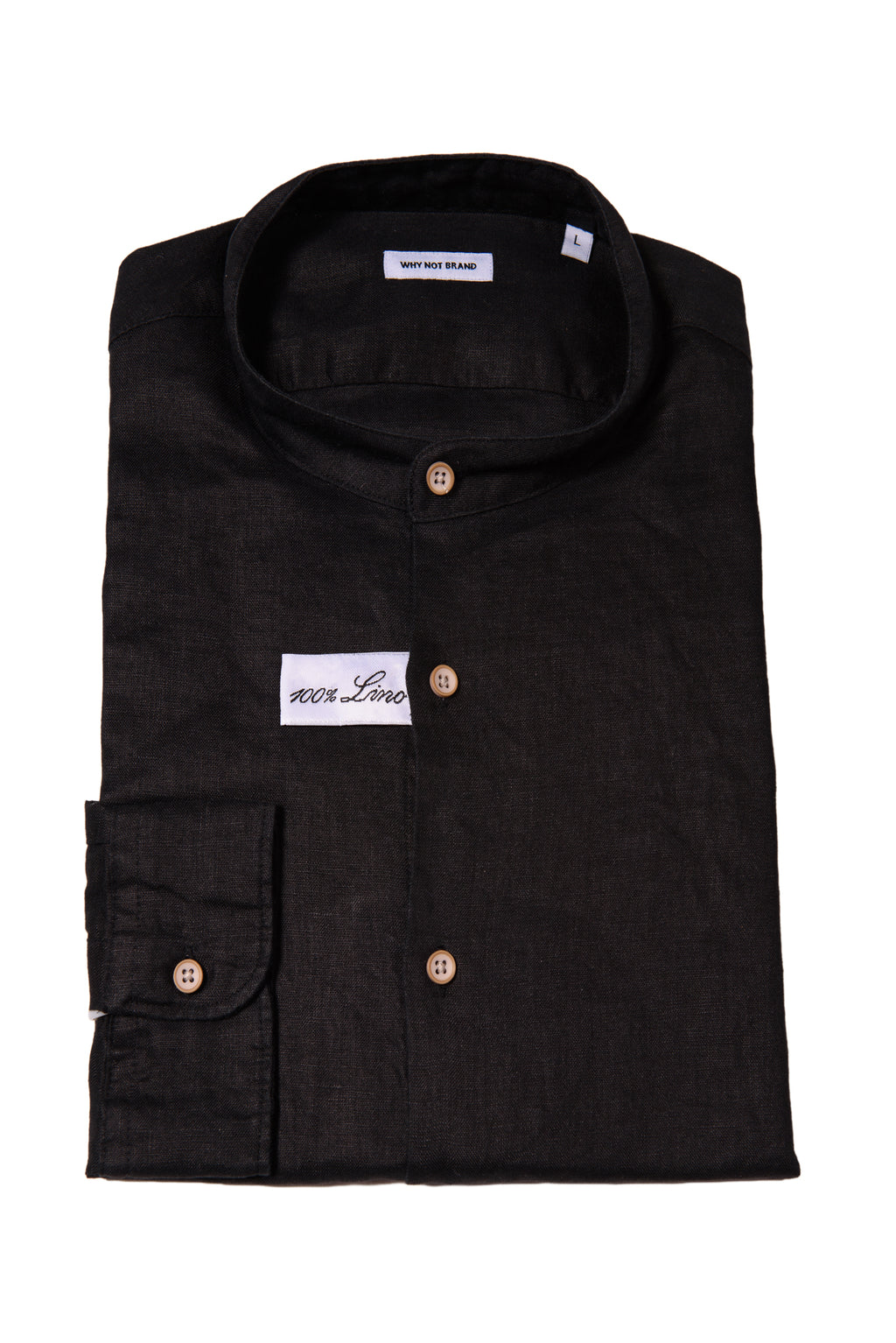 Camicia Coreana 100% Lino Nera