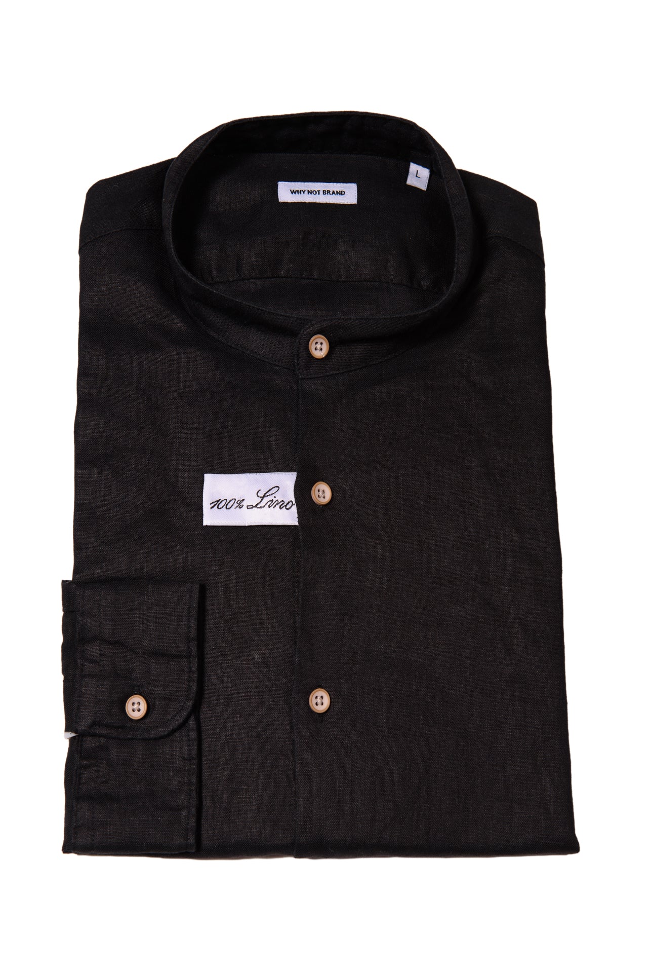 Camicia Coreana 100% Lino Nera