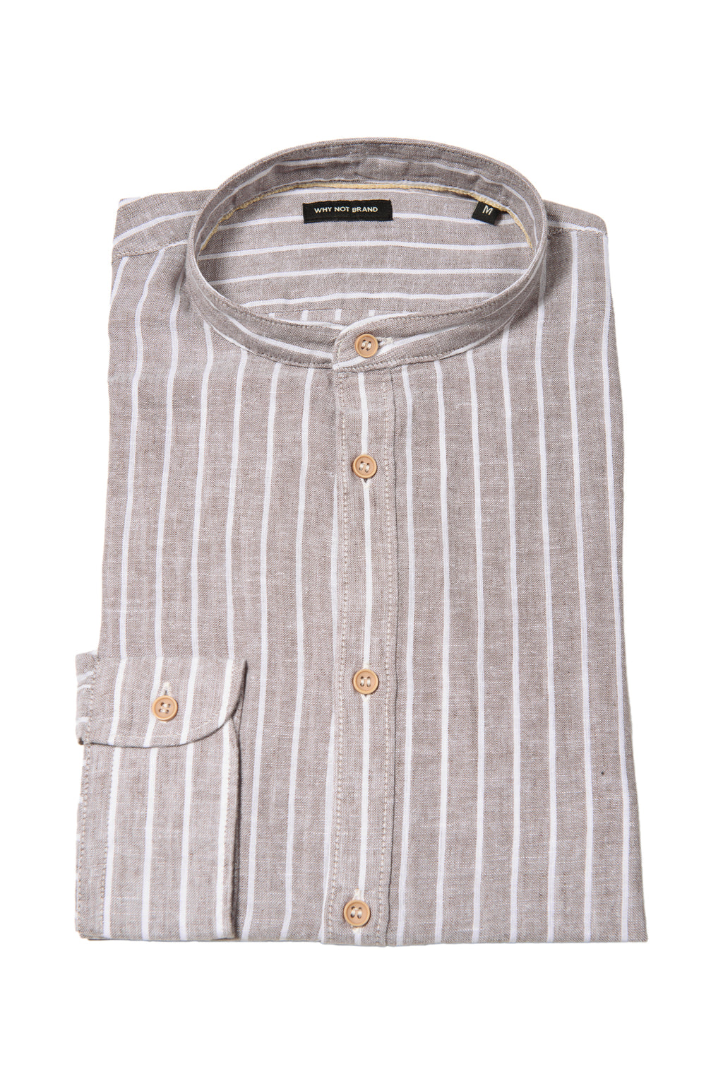 Camicia Coreana Bacchettata 100% Lino Grigio Bianco