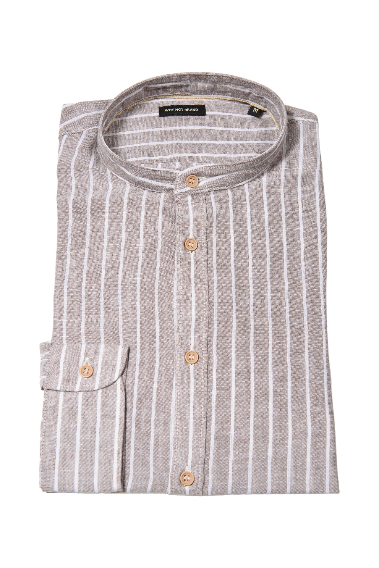 Camicia Coreana Bacchettata 100% Lino Grigio Bianco