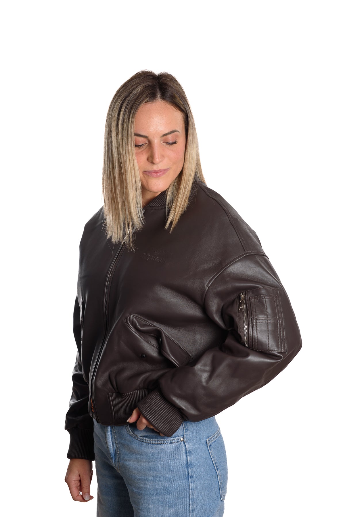 Bomber Leather Women Moro