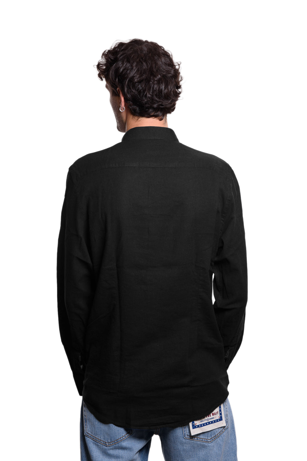 Camicia Coreana 100% Lino Nera