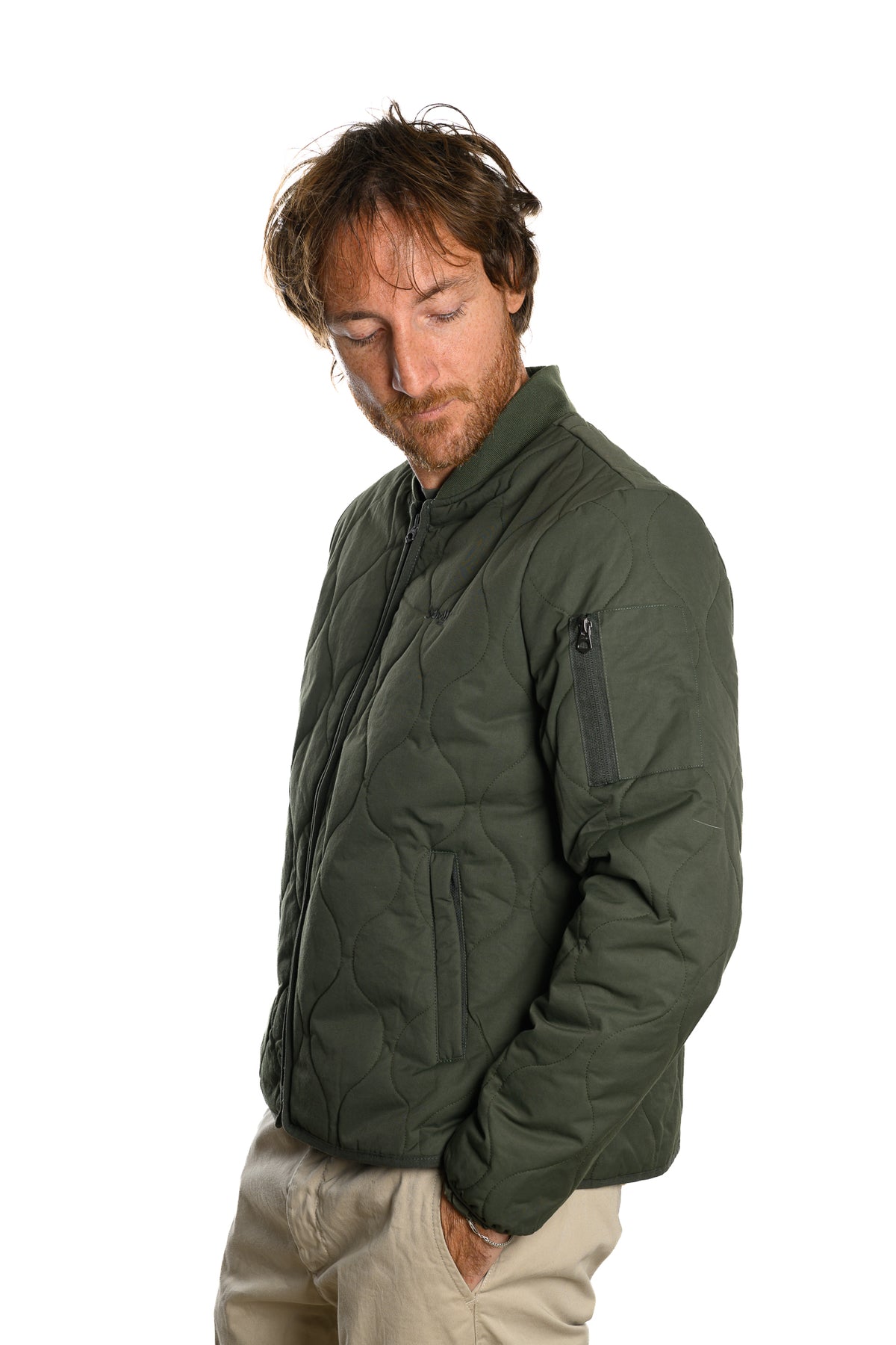 Bomber Trapunta Nylon-Cotone Schott Green