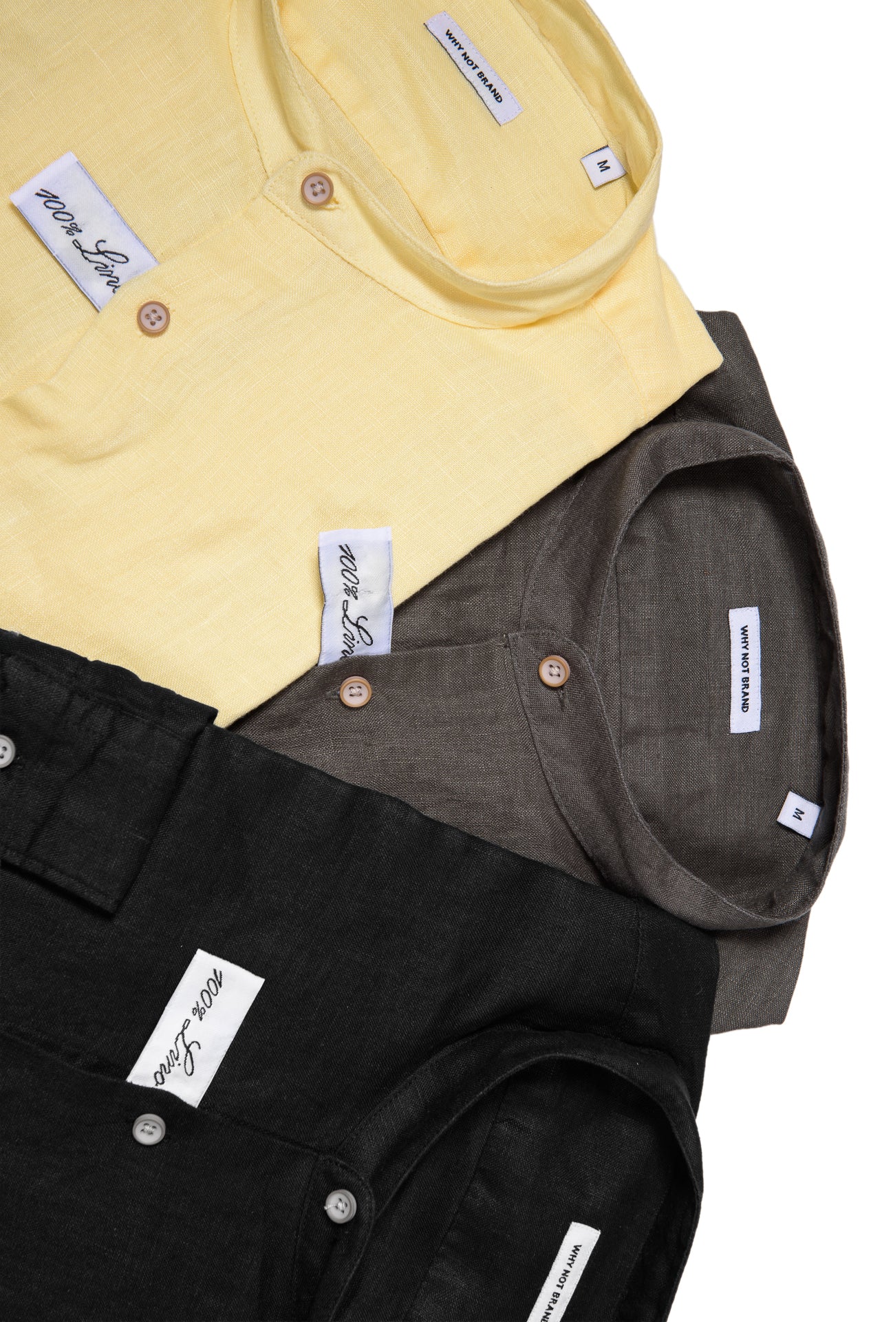 Camicia Coreana 100% Lino Gialla