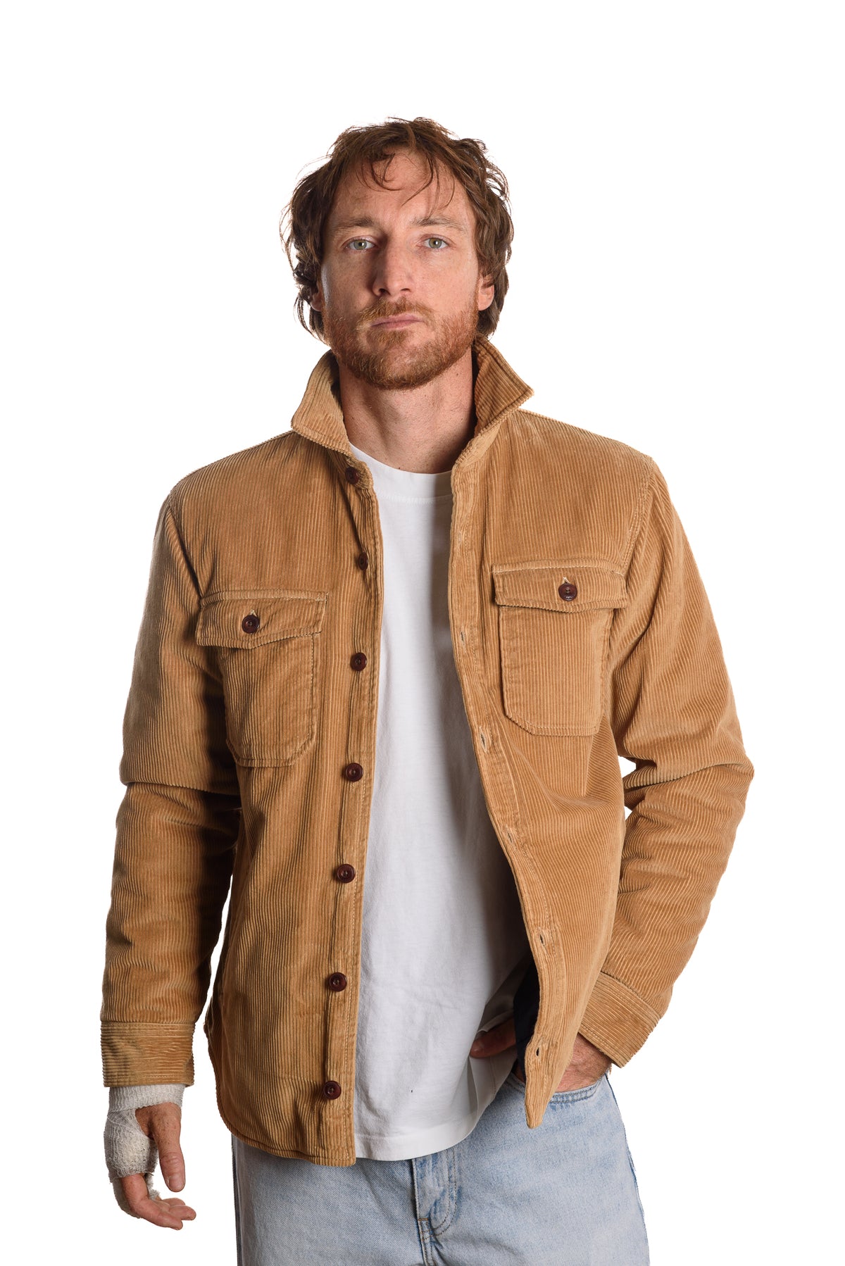 Giacca Camicia Velluto Beige