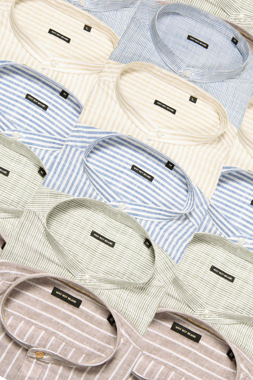 Camicia Coreana Bacchettata 100% Lino Blu