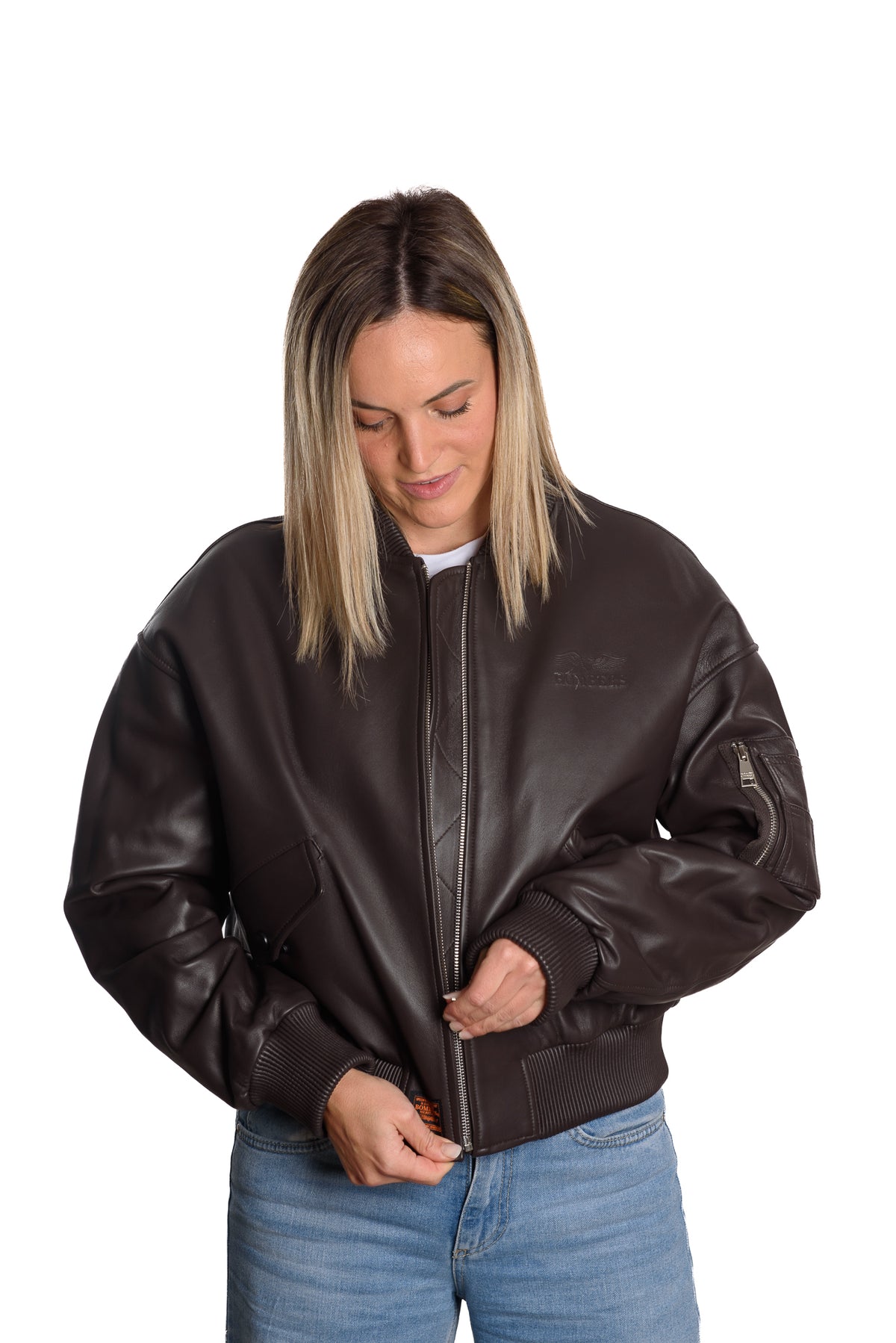 Bomber Leather Women Moro