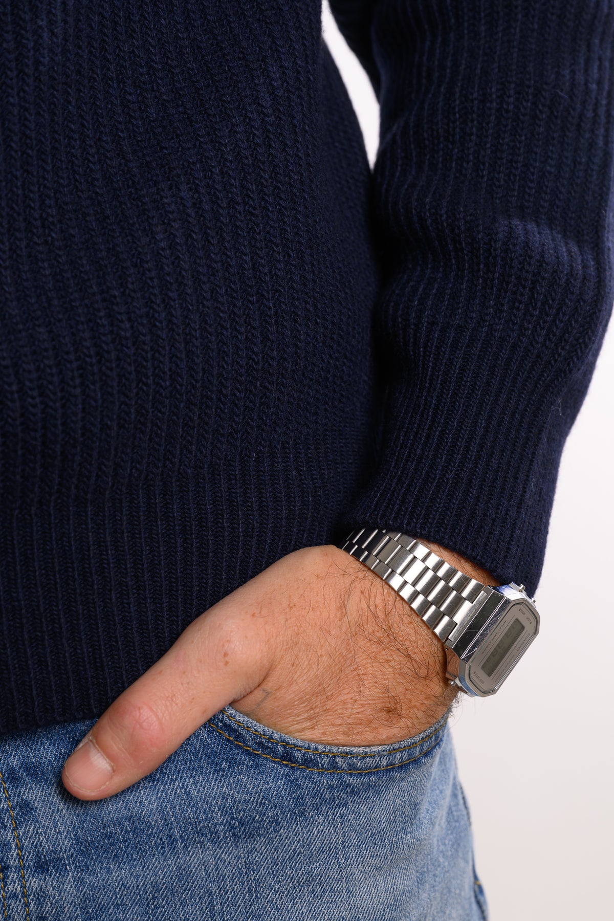 Girocollo Costa Inglese Manica Raglan 90% Lana 10% Cashmere Navy