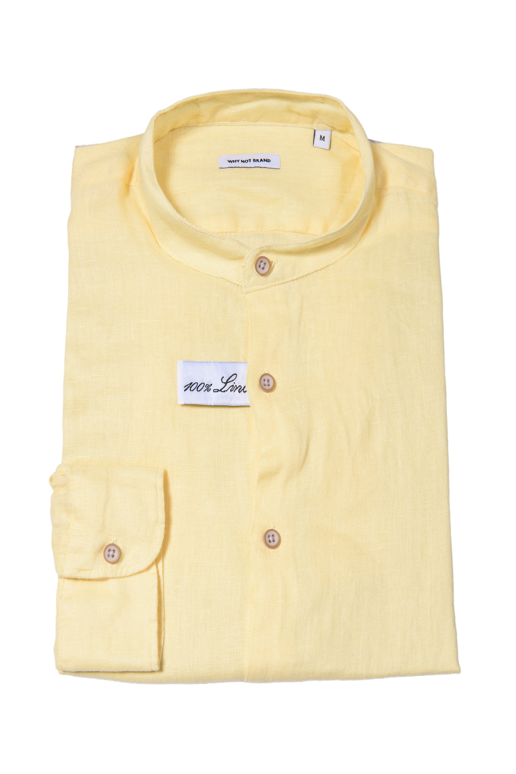 Camicia Coreana 100% Lino Gialla