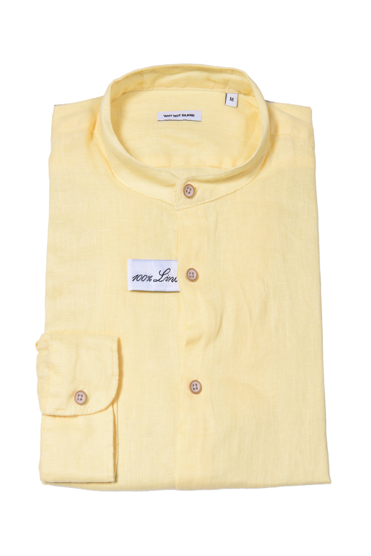 Camicia Coreana 100% Lino Gialla
