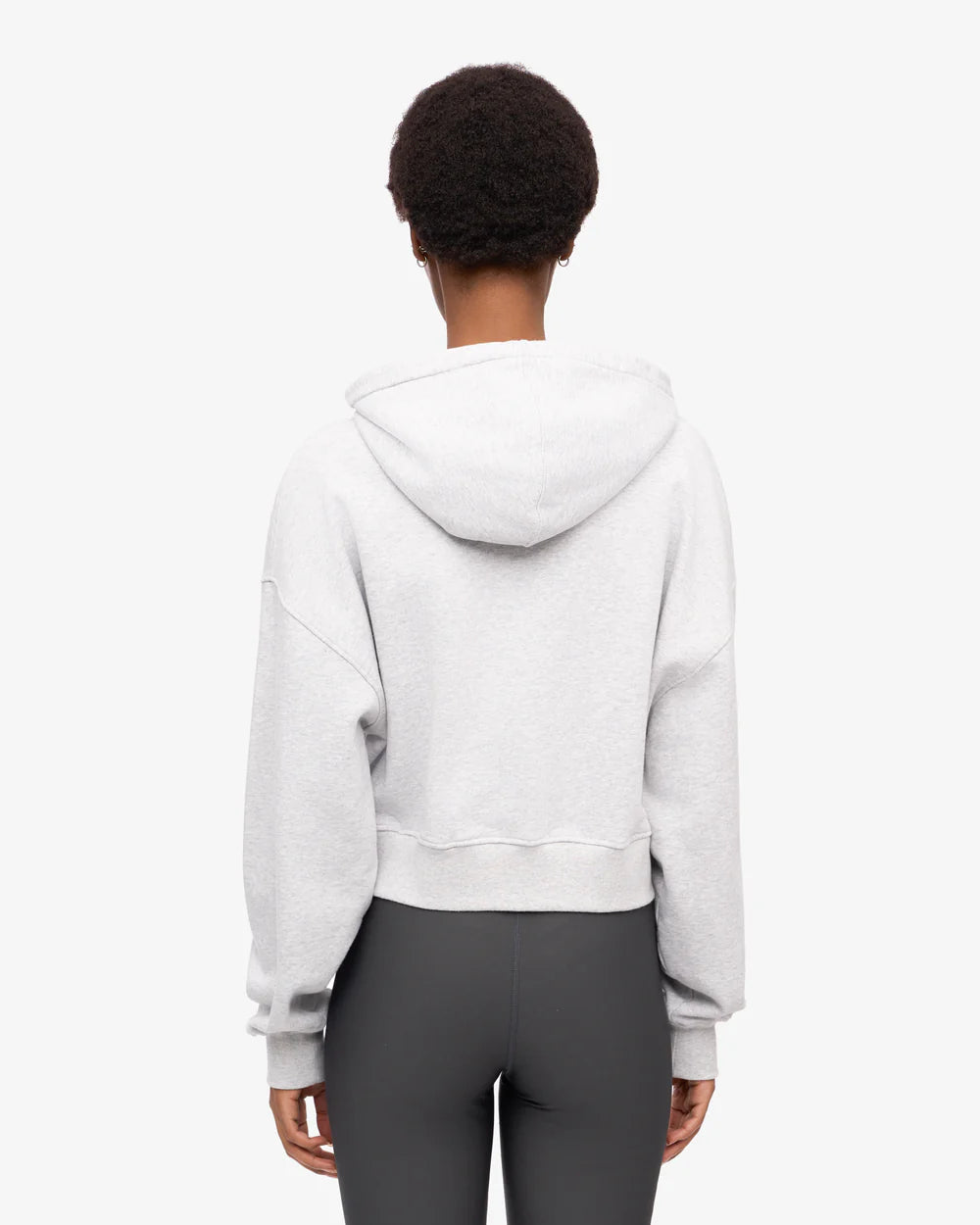 Organic Crop Zip Hood Snow Melange